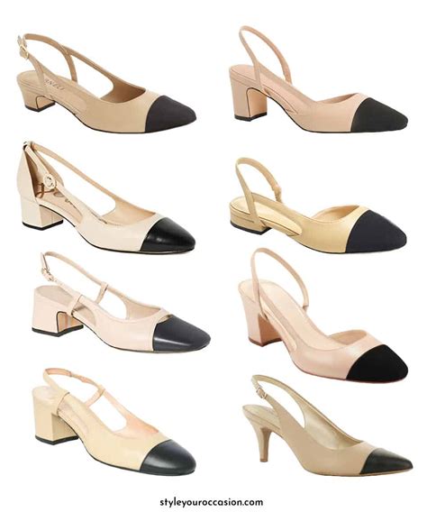 chanel beige cap toe pumps|Chanel slingback size chart.